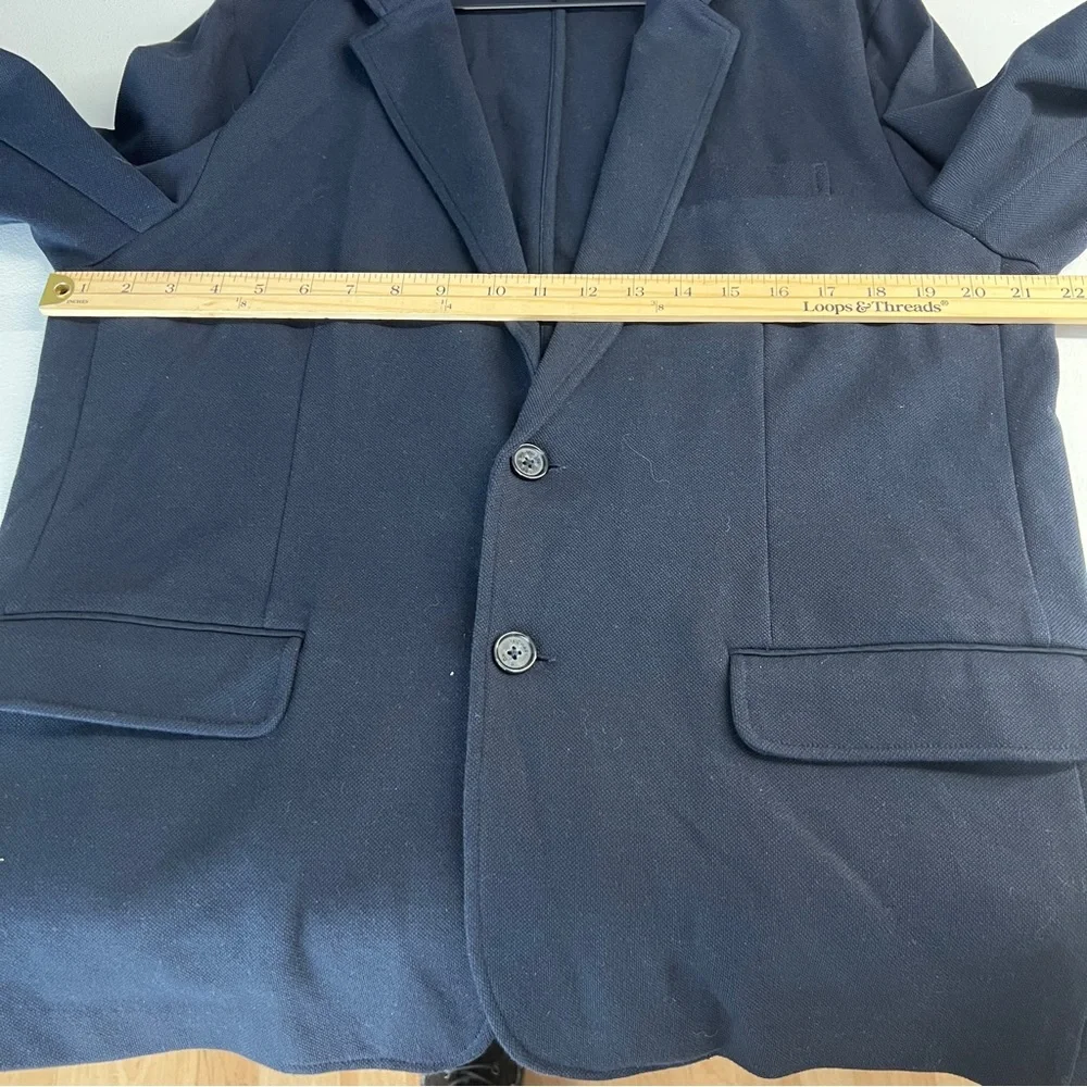 Michael Kors Men's Classic Navy Knit 2 Button‎ Blazer Elbow Patches Size L